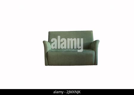 soft sofa of green color on an isolated background, upholstered furniture, sofa Stock Photo
