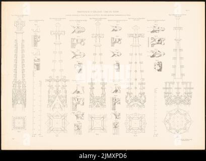 Egle Joseph von (1818-1899), Frauenkirche in Esslingen (1898-1898): Views, floor plans, deciduous leaves of the Fiaals 1: 2. Pressure on paper, 51.8 x 70.6 cm (including scan edges) Stock Photo