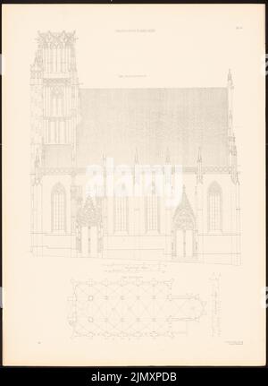 Egle Joseph von (1818-1899), Frauenkirche in Esslingen (1898-1898): View of the south 1: 100, floor plan 1: 200. Pressure on paper, 70.9 x 51.7 cm (including scan edges) Stock Photo