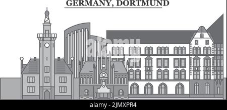 Germany, Dortmund city skyline isolated vector illustration, icons Stock Vector
