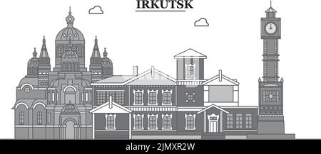 Russia, Irkutsk city skyline isolated vector illustration, icons Stock Vector