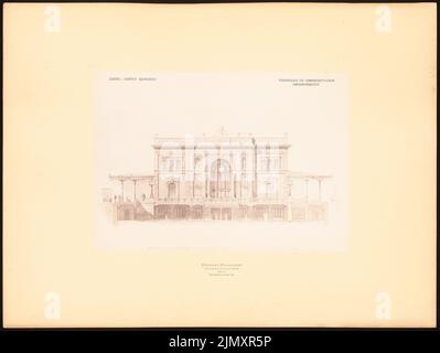 Rückwardt Hermann (1845-1919), Magdeburg Central Station (1868-1871): Facade view. Photo on paper, 48.4 x 64.4 cm (including scan edges) Stock Photo