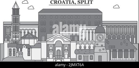 Croatia, Split city skyline isolated vector illustration, icons Stock Vector