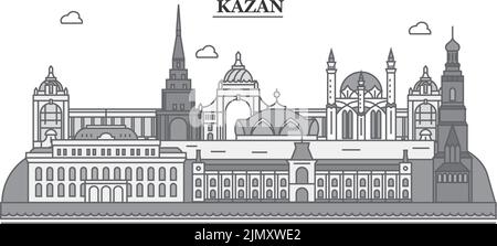 Russia, Kazan city skyline isolated vector illustration, icons Stock Vector