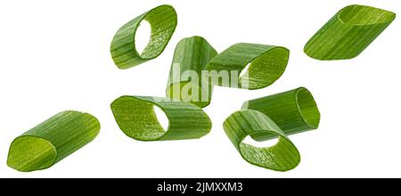 Green onion, chopped chives isolated on white background Stock Photo