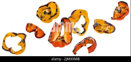 Grilled paprika slices isolated on white background Stock Photo