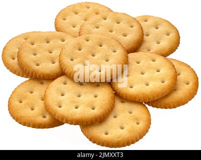 Round cracker isolated on white background Stock Photo