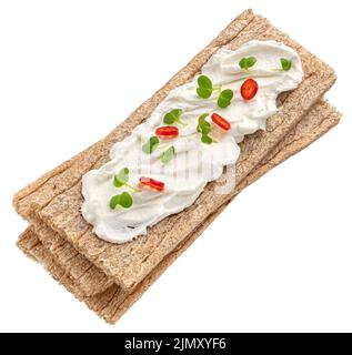 Rye crispbread isolated on white background, top view Stock Photo