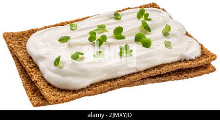 Rye crispbread isolated on white background, top view Stock Photo