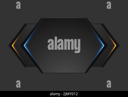 Abstract black geometric shapes with glowing lights. Vector modern ...