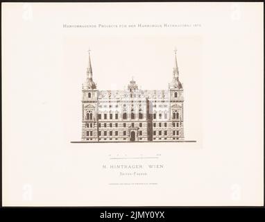 Haves M., excellent projects for the Hamburg town hall construction in 1876 (1876-1876): Side view. Light pressure on paper, 35.3 x 44.9 cm (including scan edges) Stock Photo