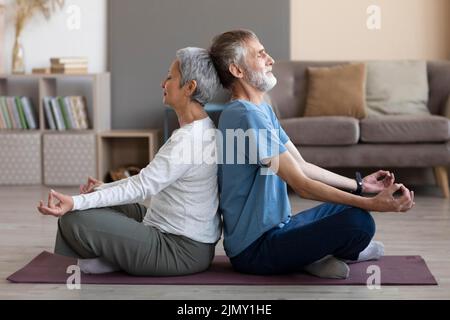 Senior couple training together Stock Photo