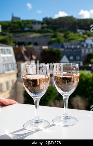 Two glasses with dry rose d'anjou wine from Loire valley, France Stock Photo