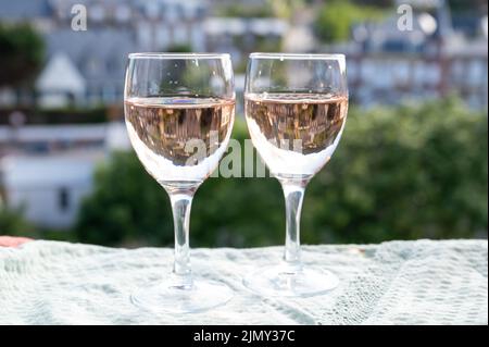 Two glasses with dry rose d'anjou wine from Loire valley, France Stock Photo