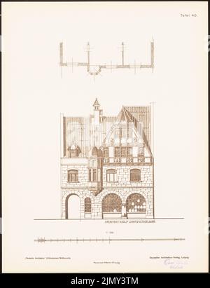 Liertz Adolf, German architecture redesigned in the sense of the old. The result from d. Hildesheim competition, advertised d. d. Association for the preservation of the arts (1900-1900): view, facade cut horizontal. Pressure on paper, 41.9 x 32.2 cm (including scan edges) Stock Photo