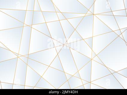 Light blue abstract concept polygonal tech background with golden lines. Vector modern digital art design Stock Vector