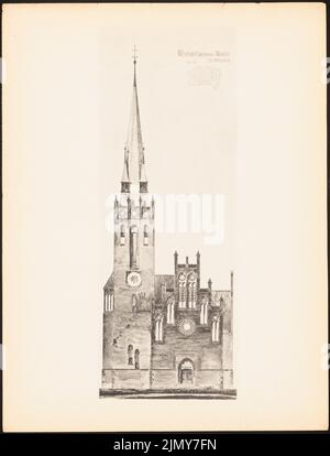 N.N., Evangelical Church with 370 seats. (From: Prints of seminar works by the Royal Technical University of Berlin, Vol. I) (1890-1902): floor plan, view. Pressure on paper, 33.2 x 25.3 cm (including scan edges) Stock Photo