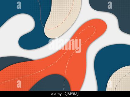 Abstract doodle colorful design decorative artwork design. Overlapping template with dots halftone background. Vector Stock Vector
