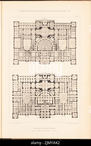 Bühlmann Joseph (1844-1921), parliamentary building for the German Reichstag in Berlin in 1882. (From: Collective folder of excellent competitive designs H. 6, ed. Paper, 46.8 x 30.7 cm (including scan edges) Stock Photo