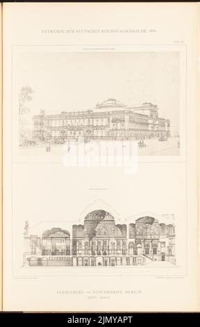 Giesenberg & Stöckhardt, parliament building for the German Reichstag in Berlin in 1882. (From: Collection folder of excellent competitive designs H. 6, ed. , 6 x 29.8 cm (including scan edges) Stock Photo