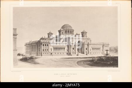 Lange Emil (1841-1926), parliamentary building for the German Reichstag in Berlin in 1882. (From: Collection folder of excellent competitive designs H. 6, ed. 28.8 x 46.4 cm (including scan edges) Stock Photo