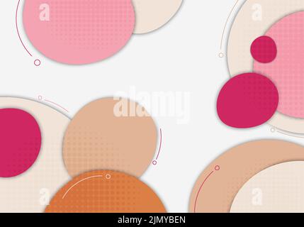 Abstract colorful circle hand drawing design decorative with halftone. Overlapping template design background. Vector Stock Vector