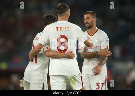 Rome, Italy. 07th Aug, 2022. Rome, Italy 07.08.2022: during the Pre-Season Friendly 2022/2023 match between AS Roma vs Shakhtar Donetsk at the Olimpic Stadium in Rome on 07 August 2022. Credit: Independent Photo Agency/Alamy Live News Stock Photo