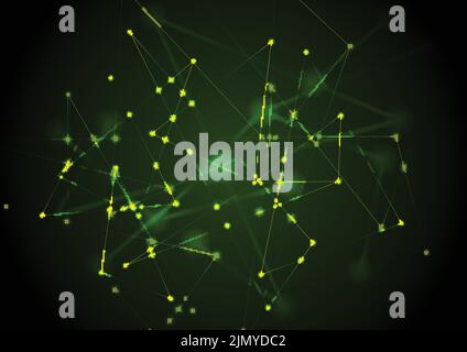Abstract green futuristic communication low poly neon lines background. Technology vector design Stock Vector