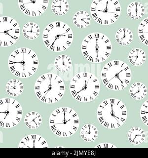 Vintage seamless pattern with wall clocks Stock Vector