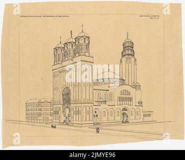 Klomp Johannes Franziskus (1865-1946), Cathedral in Belgrade (0-0): Perspective view. Ink on transparent, 49.7 x 61.6 cm (including scan edges) Stock Photo