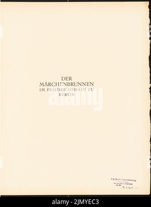 Hoffmann Ludwig (1852-1932), Märchenbrunnen in Berlin-Friedrichshain (1914): (from: Max Osborn, The Märchenbrunnen am Friedrichshain zu Berlin, Tafel 12). Pressure on paper, 41.3 x 31.7 cm (including scan edges) Stock Photo