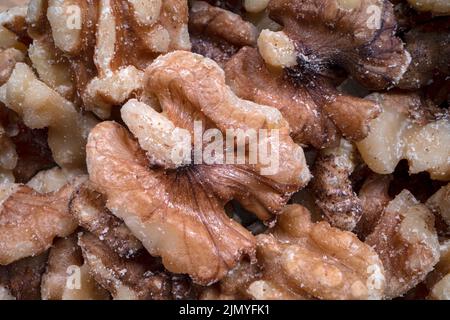 Extreme close up detail of walnut pieces Stock Photo