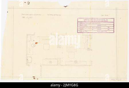 Böhmer Franz (1907-1943), official apartment of the Reich Foreign Minister Joachim von Ribbentrop in Berlin-Mitte (November 8, 1936): Telephone center in the south wing, ground floor: floor plan with a furniture plan 1:20. Pencil on transparent, 35.6 x 55.5 cm (including scan edges) Stock Photo