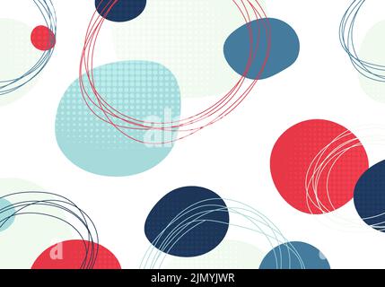 Abstract dots pattern of hand doodle circle seamless design. Overlapping with dot halftone background. Vector Stock Vector