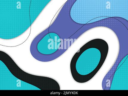 Abstract artwork style of colorful decorative template. Overlapping design with dots halftone background. Vector Stock Vector