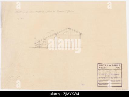 Böhmer Franz (1907-1943), Park Hotel in Posen (March 19, 1940): Cut through the roof structure 1:50. Pencil on transparent, 30 x 42.6 cm (including scan edges) Stock Photo