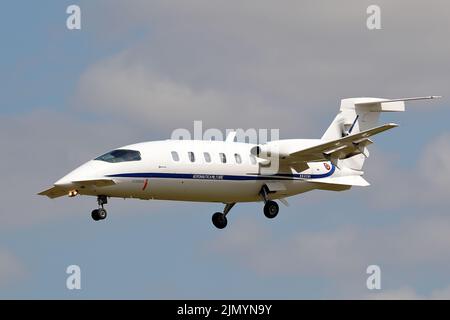 Piaggio P.180 Avanti arriving at  the Royal International Air Tattoo RIAT 2022 at RAF Fairford, UK Stock Photo