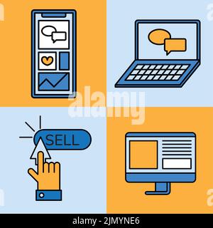 four commercial maketing set items Stock Vector