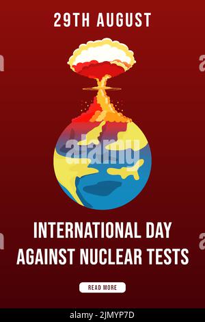 Nuclear explosion poster with atom mushroom and anti-war text vector ...