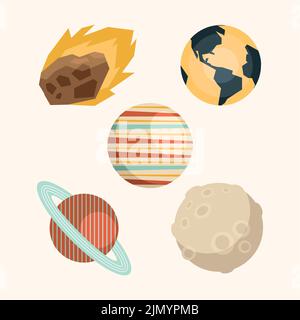 five space outer set icons Stock Vector