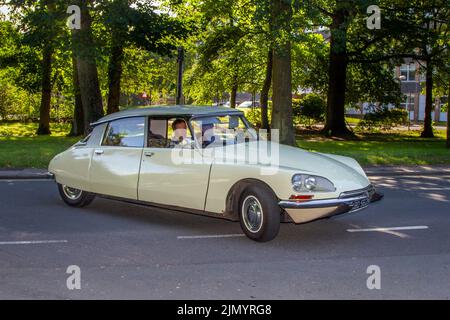 1972, 70s, 1970s Citroen D.S. 1985cc Petrol French Saloon; at the 13th Lytham Hall Classic Car & Motorcycle Show Classic Vintage Collectible Transport Festival vehicles. Stock Photo