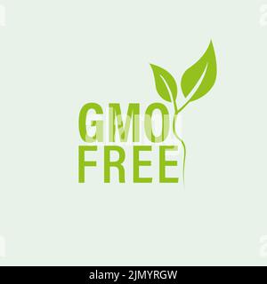 GMO free. Healthy food concept. organic cosmetics. Non-GMO label. Isolated vector illustration. Stock Vector