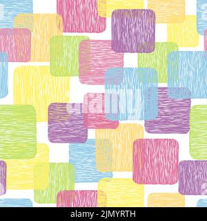 Seamless hand drawn squares pattern. Colorful vector illustration for textile, fabric, wallpapers. Stock Vector
