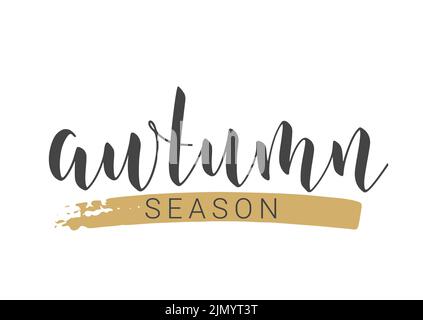 Handwritten Lettering of Autumn Season. Template for Banner, Card, Invitation, Party, Poster, Print or Web Product. Stock Vector