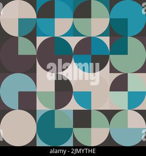 Abstract seamless pattern with circles. Vintage background in cool colours Stock Vector