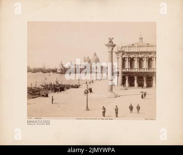 Naya Carlo, Piazetta and S. Maria Della Salute at the Della Paglia bridge, Venice (without Dat.): View of the Molo San Marco with the pillars of S. Marco and S. Teodoro, from the Ponte della Paglia Pillars the Zecca (coin site), i. Photo on cardboard, 28.1 x 35.4 cm (including scan edges) Stock Photo