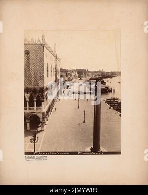 Bono Bartolomeo di Giovanni (died 1464), Palazzo Ducale (Dogenpalast) and Riva Schiavoni, Venice (without Dat.): View over the Molo S. Marco and the Ponte Della Paglia, right in the foreground the monolith column with the S. Marco- Löwen. Photo on cardboard, 37.1 x 29.7 cm (including scan edges) Stock Photo