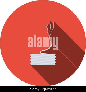Solder Wire Icon. Flat Circle Stencil Design With Long Shadow. Vector Illustration. Stock Vector