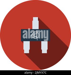 Smd Transistor Icon. Flat Circle Stencil Design With Long Shadow. Vector Illustration. Stock Vector