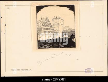 Böhmer Franz (1907-1943), performing geometry (July 22, 1926): Performing geometry and perspective view. Ink on cardboard on transparent, 50.6 x 70.3 cm (including scan edges) Stock Photo